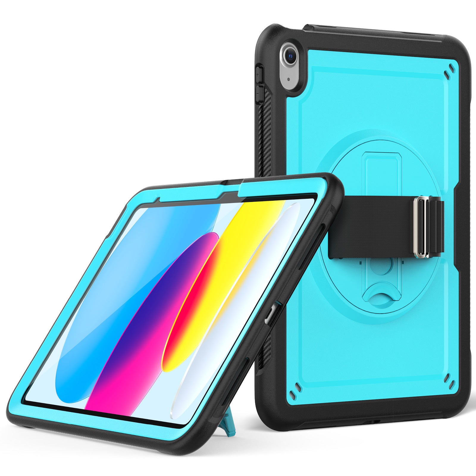 Tablet Case for iPad 10.9 (2022) (A2696) Hand Strap Kickstand PC+TPU Cover Drop-proof Tablet Case for iPad 10.9 (2022) (A2696) Hand Strap Kickstand PC+TPU Cover Drop-proof